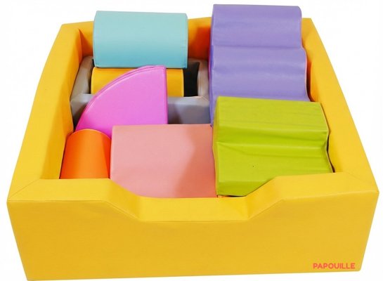 Motricité - Piscine à balles - Kit piscine à balles aventure avec modules en mousse pvc jaune