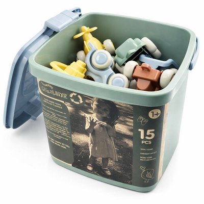 Jouets - Garages, Voitures et Circuits pour Enfant - Seau de 15 véhicules Chubbies – plastique recyclé