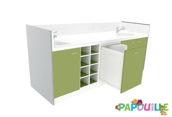 Change - Meuble à Langer crèche - Meuble à langer 2 cuves - modèle 2 - 2500 x 830mm sauzon