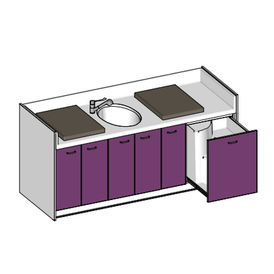 Change - Meuble à Langer crèche - Table à langer 1 baignoire sabot - 220 cm