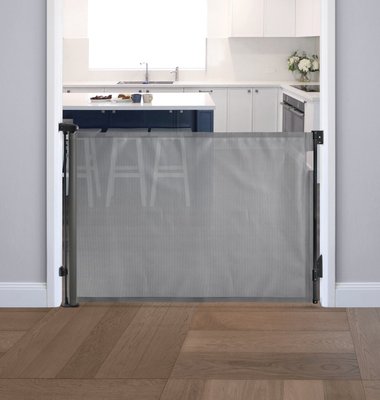 Médical et Prévention - Barrières de Sécurité Enfant - Barrière rétractable jusqu'à 140 cm - Gris