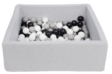 Motricité - Piscine à balles - Piscine à balles carré pour bébé avec 150 balles 90x90cm gris clair balles gris, blanc et noir