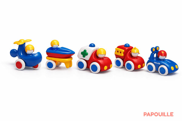 Jouets - Garages, Voitures et Circuits pour Enfant - 5 véhicules d'urgences - Tolo