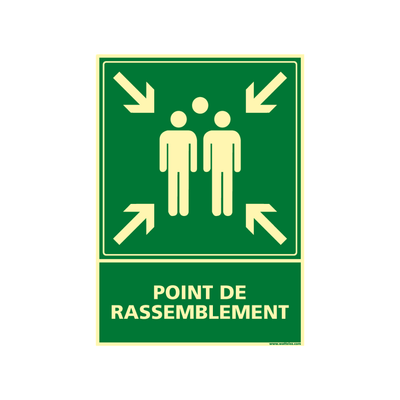 Médical et Prévention - Protection et Sécurité (EPI) - Signalétique point de rassemblement Photolum - 21 x 15 cm