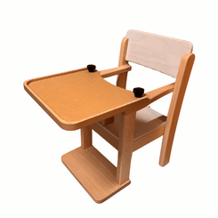 Puériculture - Chaise haute bébé et Siège Repas - Chaise en bois avec tablette - T00