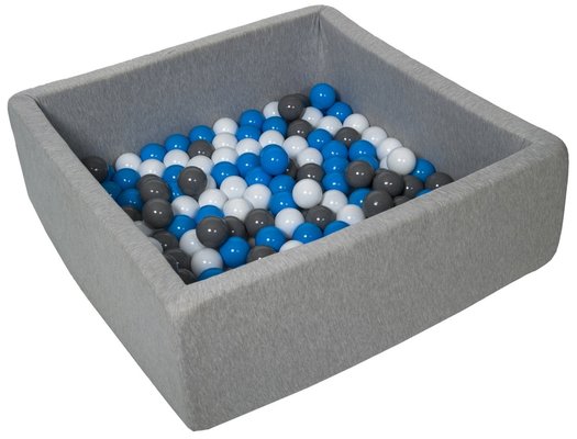 Motricité - Piscine à balles - Piscine à balles carré pour bébé avec 150 balles 90x90cm gris clair balles turquoise