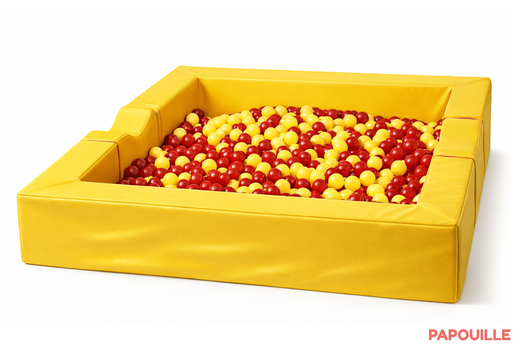 Piscine à balles en mousse revêtement pvc avec extension (complète) jaune