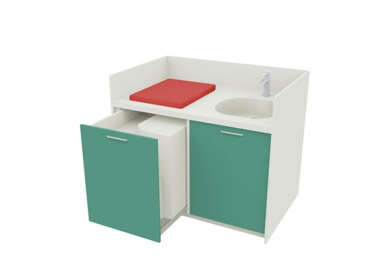 Change - Meuble à Langer crèche - Meuble à langer avec escalier compact vert de gris - 110 x 83 cm