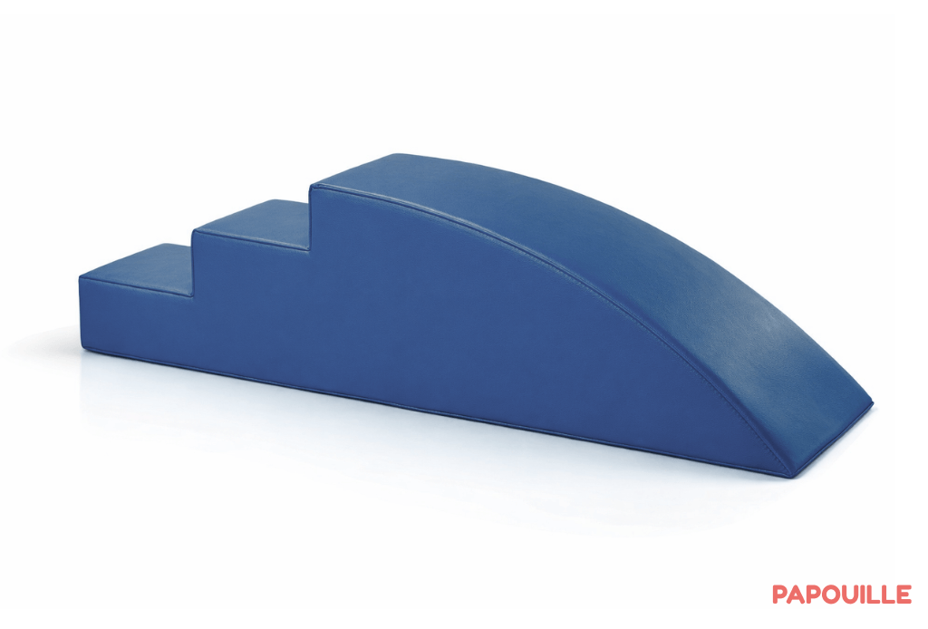 Module petit toboggan incurve 3 marches en mousse pvc h.23 bleu roi