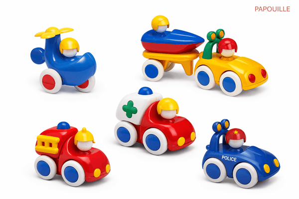 Jouets - Garages, Voitures et Circuits pour Enfant - 5 véhicules d'urgences - Tolo