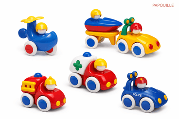 Jouets - Garages, Voitures et Circuits pour Enfant - 5 véhicules d'urgences - Tolo