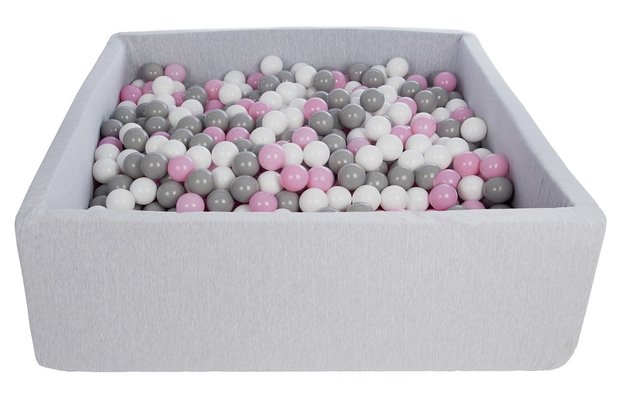 Motricité - Piscine à balles - Piscine à balles carré pour bébé avec 900 balles 120x120cm gris clair balles rose