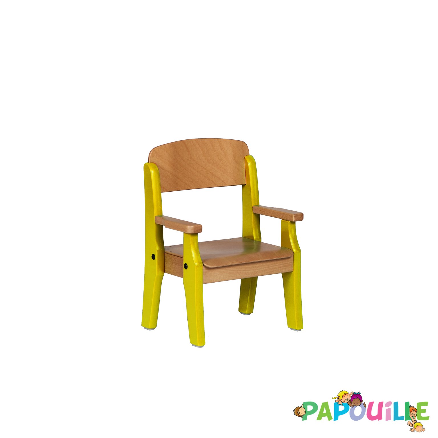 Fauteuil bébé en bois avec accoudoir t00 h.18cm jaune