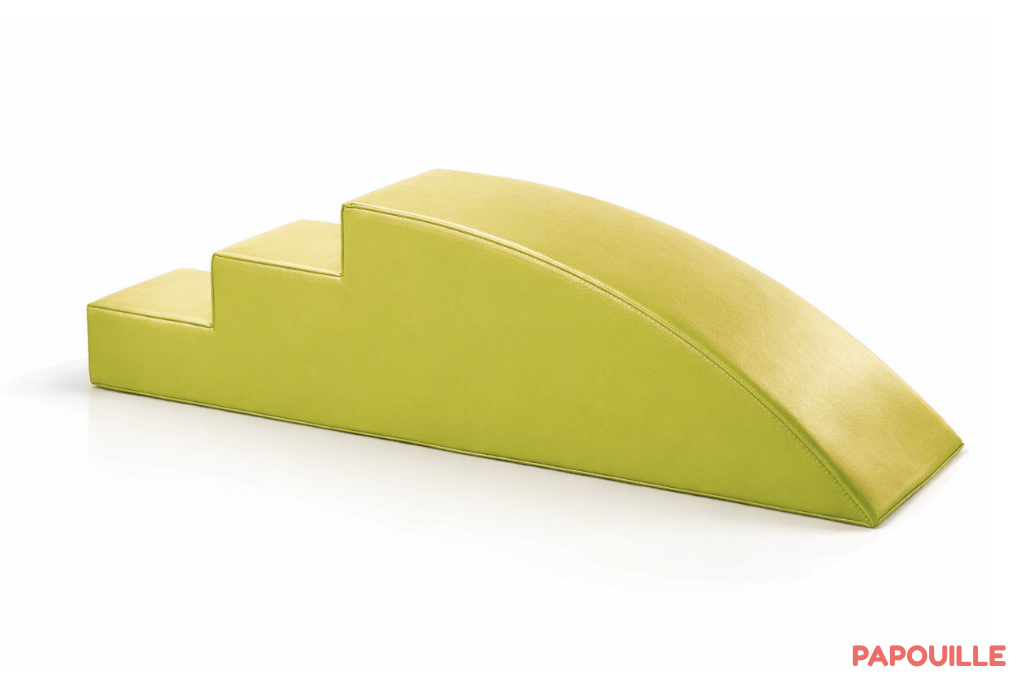 Module petit toboggan incurve 3 marches en mousse pvc h.23 jaune