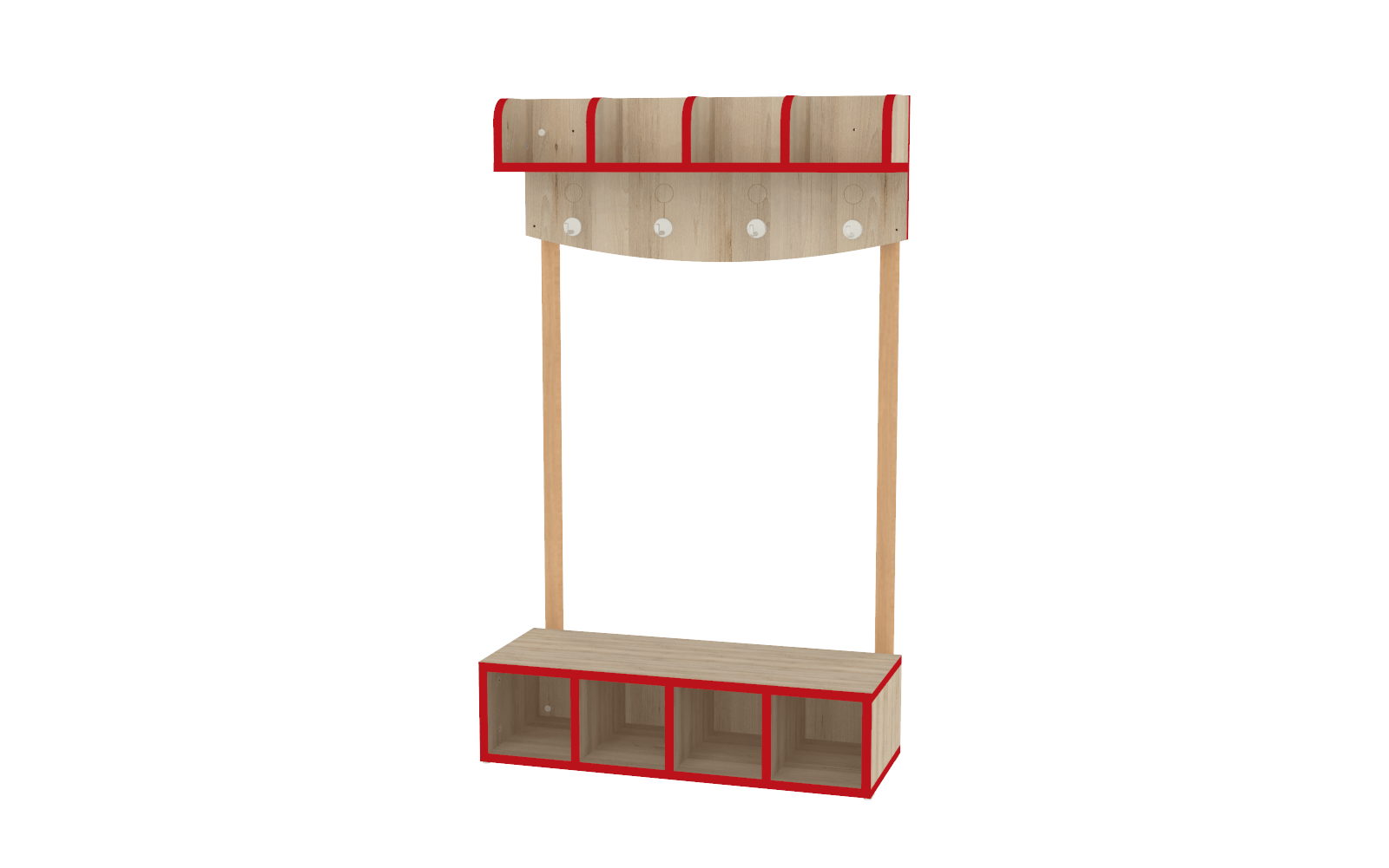 Vestiaire 4 places - T0 - Rouge