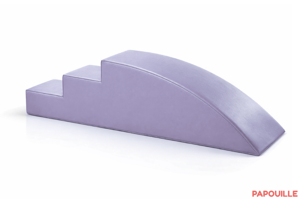 Module petit toboggan incurve 3 marches en mousse pvc h.23 parme