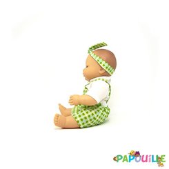 Jouets - Poupons, Peluches et Accessoires - Poupée corps dur sans cheveux 30cm créole robe verte