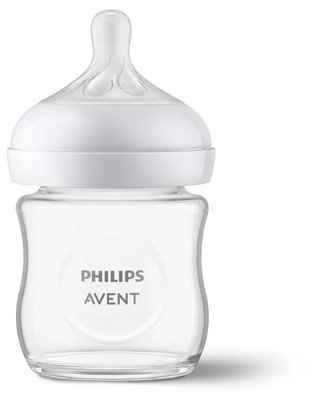 Repas - Biberons Classic et Large - Biberon natural 120ml col large ergonomique verre ( avent ) 0 - 12 mois