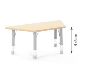 Mobilier - Table crèche et scolaire - Table trapèze réglable - surface HPL - 120 x 60 x 60 cm