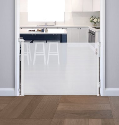 Médical et Prévention - Barrières de Sécurité Enfant - Barrière rétractable jusqu'à 140 cm - Blanche