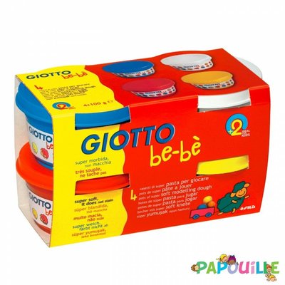 Jeux - Loisirs Créatifs  - 4 pates a modeler naturel - 100g (rouge-jaune-blanc-cyan)